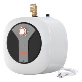 VEVOR Electric Mini-Tank Water Heater 4-Gallon Tank, 1440W Hot Water Boiler Storage, Safety Temperature Pressure Valve Easy Install