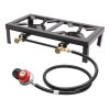 Cast Iron Double Burner Portable Outdoor Camp Stove Propane Gas LPG BBQ Cooker