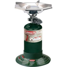 Bottletop Propane Camping Stove, Portable 1-Burner Adjustable Stove with Wind Baffles, Pressure Regulator