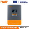 PowMr MPPT 60A Solar Charger Controller 12V 24V 36V 48V Auto Lifepo4 Battery Charger Solar Panel Regulator Max PV Input 160VDC