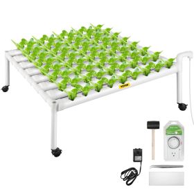 VEVOR Hydroponics Growing System, 72 Sites 8 Food-Grade PVC-U Pipes, 1 Layer Indoor Planting Kit with Water Pump, Timer, Nest Basket