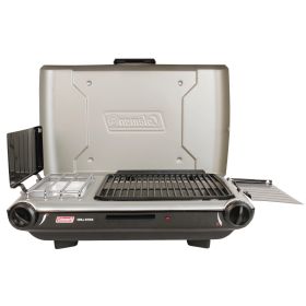 Tabletop Propane Gas Camping 2-in-1 Grill/Stove 2-Burner, Gray, 2000038016