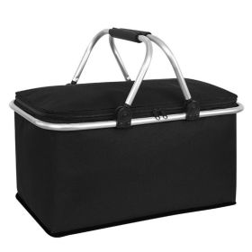 30L Insulated Picnic Basket Cooler Collapsible Food Delivery Storage Bag Grocery Market Basket Heat & Cool Insulation w/ Aluminum Handles Ban on Amazo