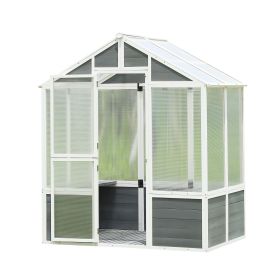 Greenhouse, Wooden Greenhouse Polycarbonate Garden Shed for Plants, 76''x48''x86'' Walk-in Outdoor Plant Gardening Greenhouse for Patio Backyard Lawn