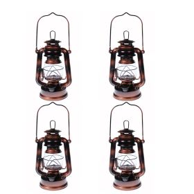 Lot of 4 - Hurricane Kerosene Oil Lantern Emergency Hanging Light Lamp - Brass - 8 Inch