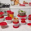 40 Piece Food Reusable Storage Set,Food Containers for Storing fruits, Meat, Vegetables. Red, Total of 12.6 Qts