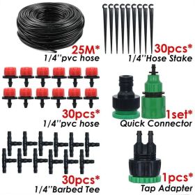 1pc Automatic Micro Drip Irrigation Watering System Kit Hose Home Garden & Adjustable Drippers Greenhouses Potted Grows (Model: 25m Double Outlet Suit)