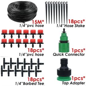 1pc Automatic Micro Drip Irrigation Watering System Kit Hose Home Garden & Adjustable Drippers Greenhouses Potted Grows (Model: 15m Single Outlet Suit)