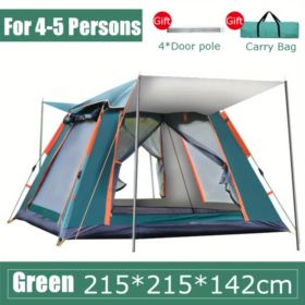 4-5 Person Camping Tent Outdoor Foldable Waterproof Tent with 2 Mosquito Nets Windows Carrying Bag for Hiking Climbing Adventure Fishing (Color: Green)