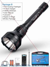 Trustfire T70 Ultra Powerful Hunting LED Flashlight 2300LM 1KM Range Tactical 18650 Spotlight Torch Self-defense For Search Camp (Emitting Color: B 18650 charger, Battery Type: 18650)