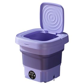 Portable Washing Machine Foldable Laundry Machine with Detachable Drain Basket 3 Modes Electric Clothes Washer for Underwear Socks Towels Baby Clothes (Color: Purple)