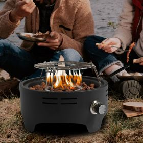 15 inch Outdoor Portable Propane Fire Pit, Camping Fire Pit with Cooking Support Tabletop Fire Pit with Quick Connect Regulator (Color: as Pic)