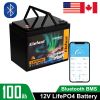 100Ah Lithium Battery 12V LiFePO4 Battery with Free Bluetooth APP, Deep Cycle Battery for RV Camper Marine Kayak Boat Trolling