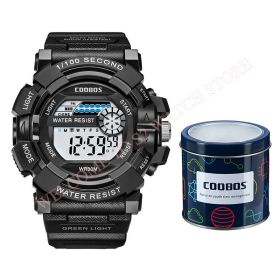 Cool Luminous Men Sport Watch High-end Silicone Strap Military Wrist Watch Led Calendar Waterproof Digital Watch reloj de hombre (Color: 1006 black and box, size: 1)