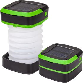 Solar Lantern Camping, Collapsible Solar Camping Light Rechargable,LED Portable USB Solar Lamp IP54 Waterproof Lights for Backpacking Gear (Color: Green)