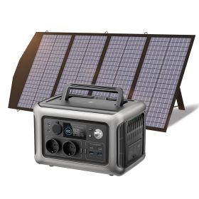 ALLPOWERS R600 Solar Generator with Solar Panel included, 600W 299Wh LiFePO4 Portable Power Station with Solar Charger for Camp (Socket Standard: us, Color: R600 with 140W)