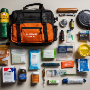 Icon for survival gear, emergency preparedness, disaster kits, car emergency kits, home survival kits, first aid kits, survival food, water storage, and practical safety gear topic